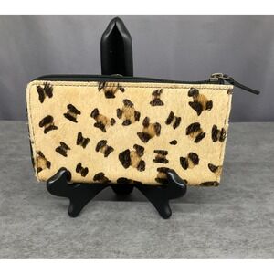 Cheetah faux fur zipper wallet